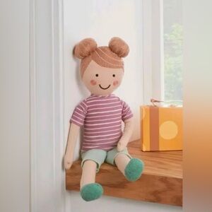 Pillowfort Plush Doll Toy Girl with 2 buns shorts t-shirt 20in NWT